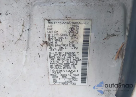 2007 Nissan Xterra S from USA, damaged, VIN 5N1AN08W67C502501